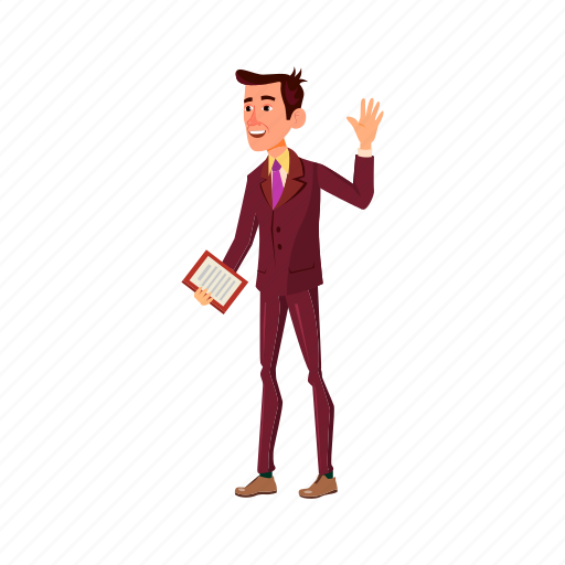 Man, businessman, checklist, welcoming, partner, office, people icon - Download on Iconfinder