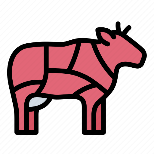 Cow, animal, kitchen, meat, butcher, restaurant, cow cut icon - Download on Iconfinder