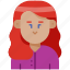avatar, female, profile, user, wavy hair, woman 
