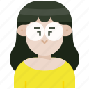 avatar, female, glasses, long hair, profile, user, woman