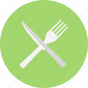 and, crossed, cutlery, fork, fork and knife crossed, knife