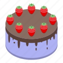 strawberry, cake, isometric 