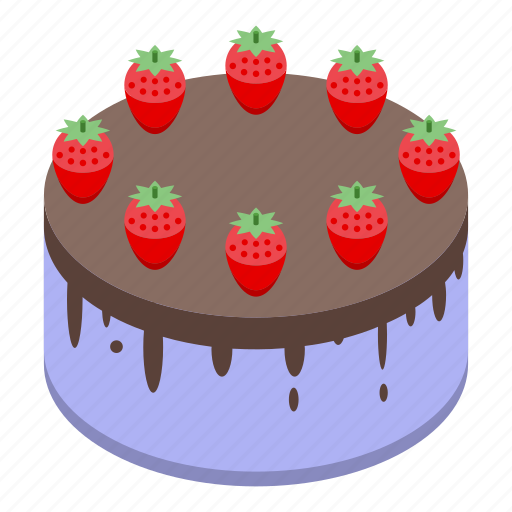 Strawberry, cake, isometric icon - Download on Iconfinder
