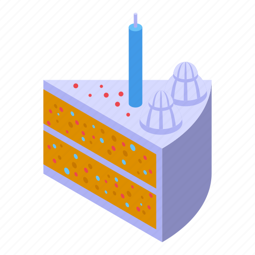 Sweet, cake, slice, isometric icon - Download on Iconfinder
