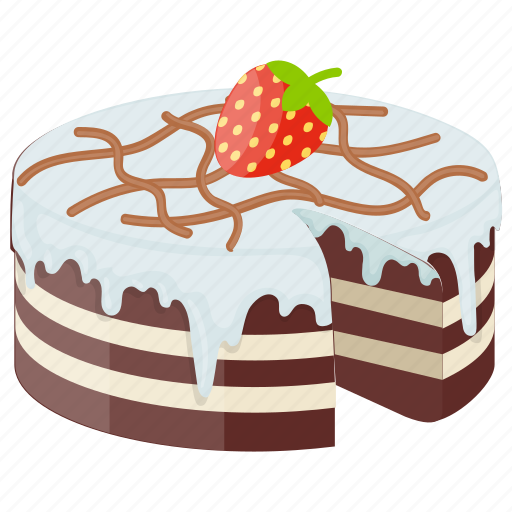 Bakery food, chocolate vanilla cake, dessert, fudgy chocolate cake, icing cake icon - Download on Iconfinder
