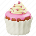 cupcake, sweet, food, cake, cream, dessert, strawberry, strawberry cream