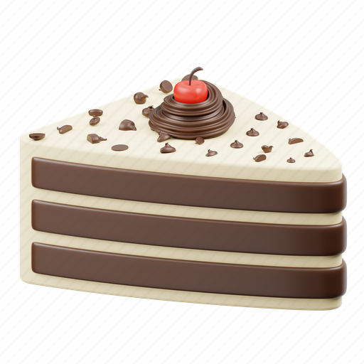 Black forest, chocolate, cherry, cake, dessert, food, sweet 3D illustration - Download on Iconfinder