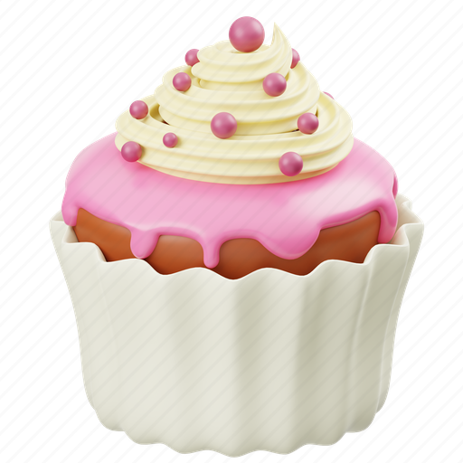 Cupcake, sweet, food, cake, cream, dessert, strawberry 3D illustration - Download on Iconfinder