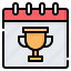 trophy, winner, award, cup, day, time, calendar 