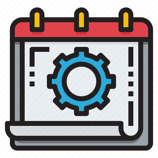 Gear, setting, option, calendar, schedule, date, time icon - Download on Iconfinder