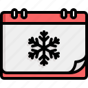 winter, calendar, date, season, snow, snowflake, cold
