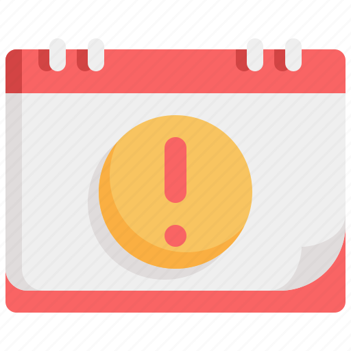 Warning, calendar, date, deadline, reminder, alert icon - Download on Iconfinder