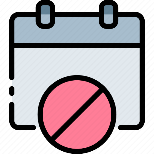 Calendar, ban, date, disable, remove, delete, schedule icon - Download on Iconfinder