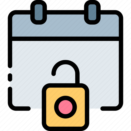 Calendar, unlock, event, month, lock, protection, security icon - Download on Iconfinder