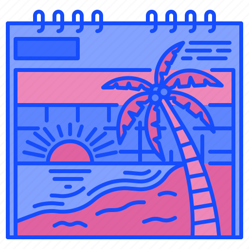 Summer, season, holiday, vacations, calendar, sun, coconut icon - Download on Iconfinder