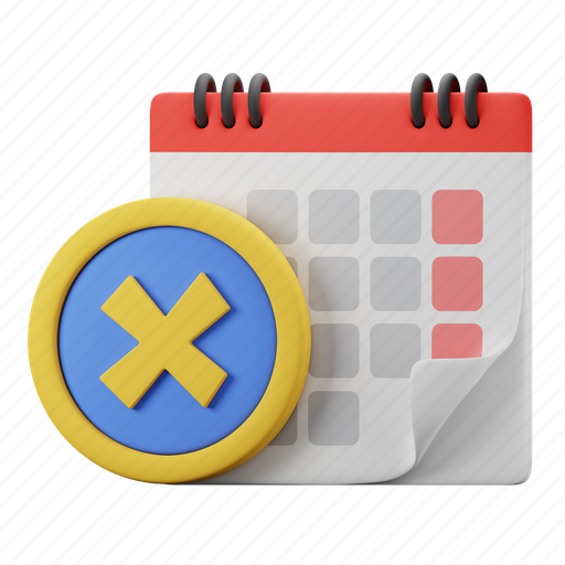 Appointment, cancel, calendar, cancellation, plan, event, date 3D illustration - Download on Iconfinder