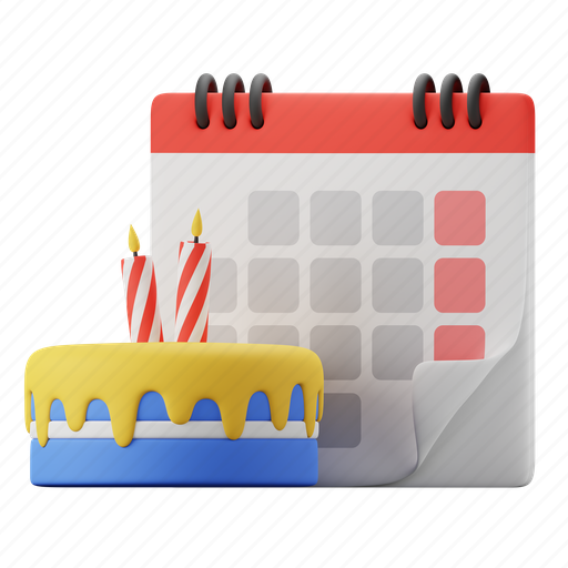 Birthday, celebration, cake, party, food, calendar, happy 3D illustration - Download on Iconfinder