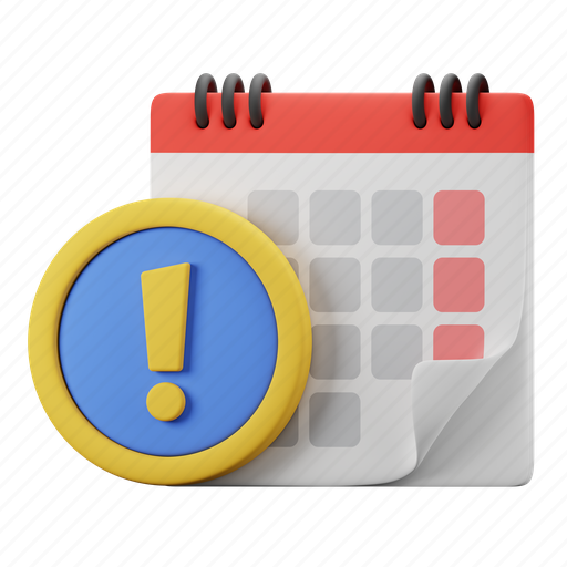 Calendar, alert, reminder, date, message, schedule, event 3D