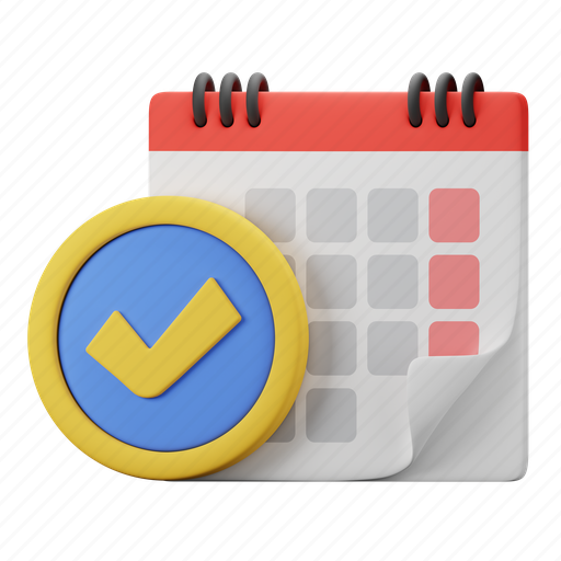 Calendar, check, reminder, schedule, plan, date 3D illustration - Download on Iconfinder