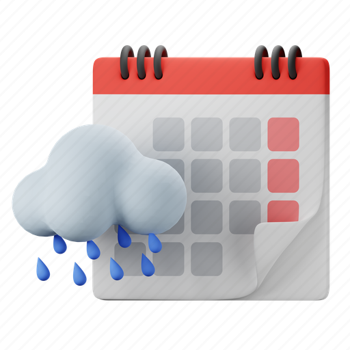 Calendar, season, spring, rain, summer, cloud, nature 3D illustration - Download on Iconfinder