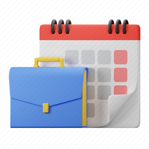 Suitcase, calendar, business, date, event, schedule, office 3D illustration - Download on Iconfinder