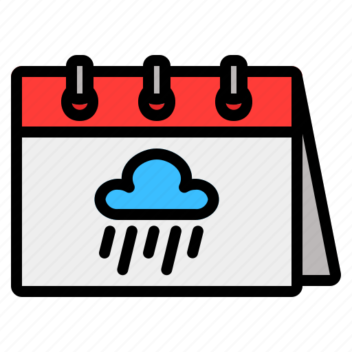 Calendar, rain forecast calendar, rainy, rainy season calendar, rainy weather calendar, seasonal calendar, weather icon - Download on Iconfinder
