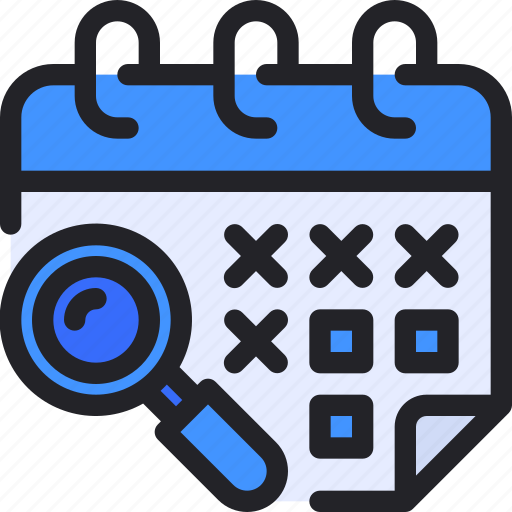 Calendar, date, schedule, search, magnifier icon - Download on Iconfinder