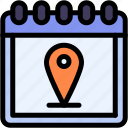 pin, calendar, time, and, date, location, map