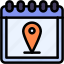pin, calendar, time, and, date, location, map 