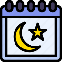 calendar, date, and, time, moon, star, symbol