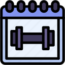 dumbbell, calendar, date, and, time, weight, gym