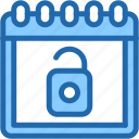 unlock, calendar, date, and, time, padlock, security