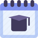 graduation, calendar, time, and, date, education, hat