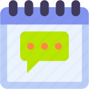 chat, calendar, time, and, date, event, message