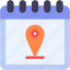 pin, calendar, time, and, date, location, map 