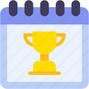 trophy, calendar, time, and, date, award, cup