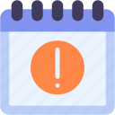 warning, calendar, time, and, date, error, notice