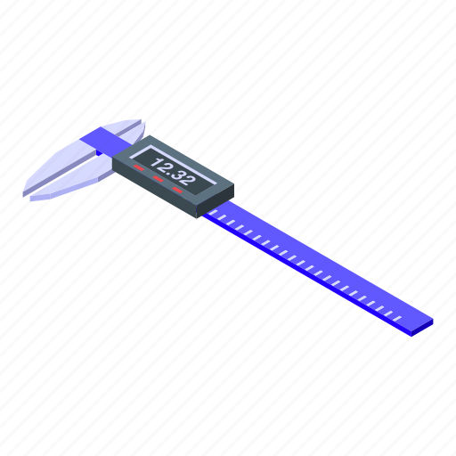Blue, digital, caliper, isometric icon - Download on Iconfinder