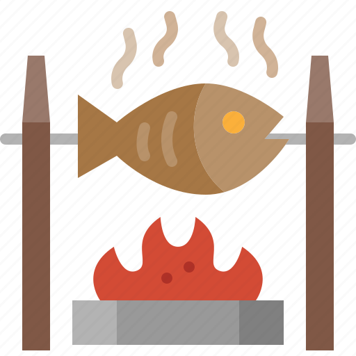 Fish, grilled, food, gastronomy, campfire, cooking icon - Download on Iconfinder