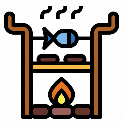 Cooking, bonfire, campfire, fish, fire icon - Download on Iconfinder