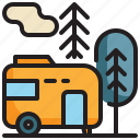campcar, campground, tree, vacation, camping icon