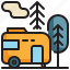 campcar, campground, tree, vacation, camping icon 