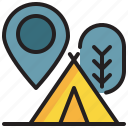 location, campground, tent, outdoor, camping icon, adventure