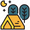tent, tree, forest, campground, outdoor, camping icon