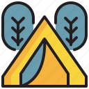 tree, campground, forest, vacation, camping icon