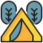 tree, campground, forest, vacation, camping icon 