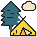 tree, outdoor, campgroud, tent, camping icon, adventure