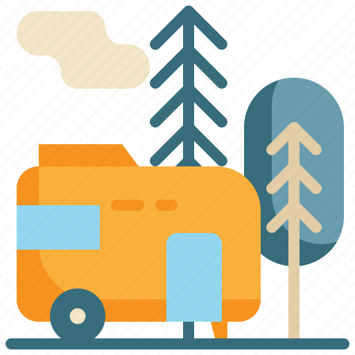 Campcar, campground, tree, vacation, camping icon icon - Download on Iconfinder