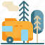 campcar, campground, tree, vacation, camping icon 