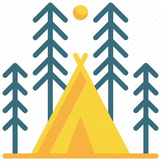 Forest, campground, tent, tree, camping icon, outdoor icon - Download on Iconfinder